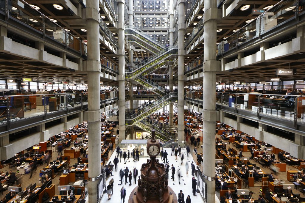The Lloyd's of London building in the City of London insurance district