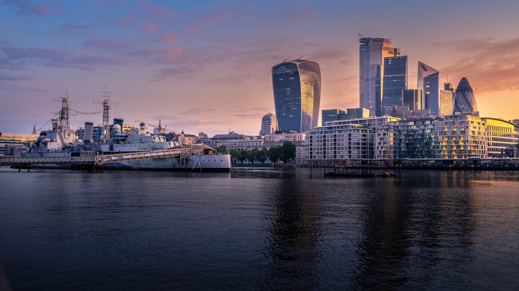 The City of London skyline, home of the Lloyd's and London insurance market